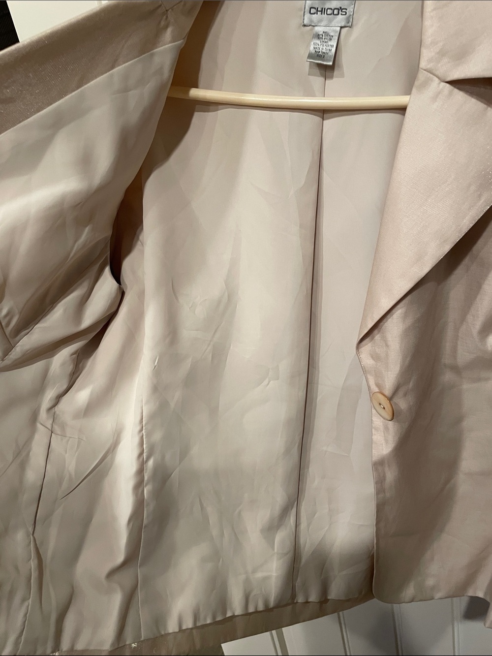 Chico's Satin Champagne Single-Button Blazer - Picture 7 of 7